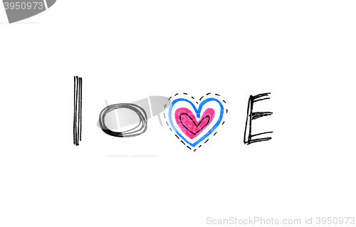 Image of Word ''Love'' with abstract heart 