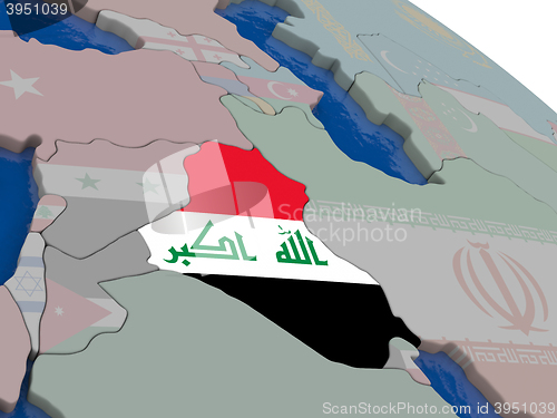 Image of Iraq with flag