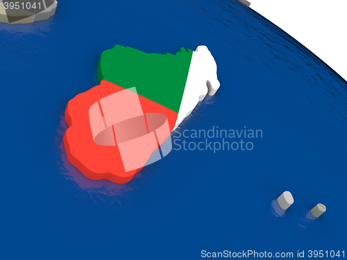 Image of Madagascar with flag