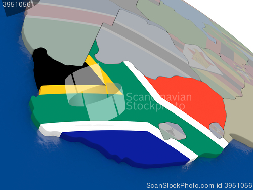 Image of South Africa with flag