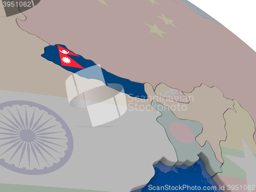 Image of Nepal with flag