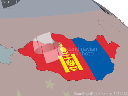 Image of Mongolia with flag