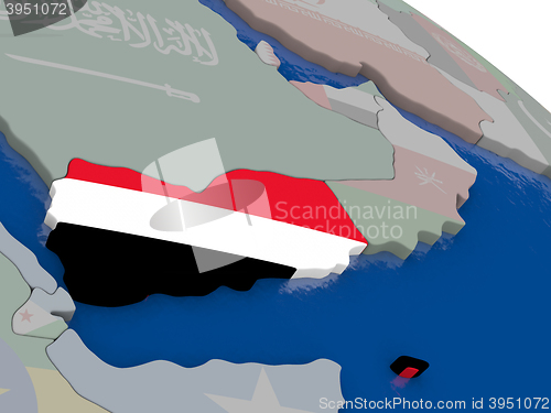 Image of Yemen with flag