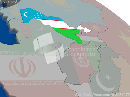 Image of Uzbekistan with flag
