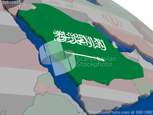 Image of Saudi Arabia with flag