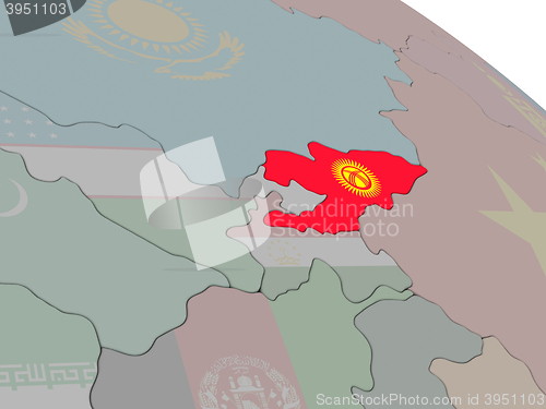Image of Kyrgyzstan with flag