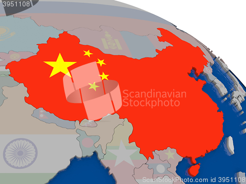 Image of China with flag