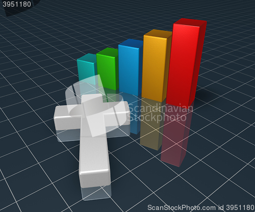 Image of business graph with christian cross - 3d rendering