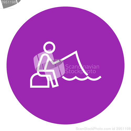 Image of Fisherman sitting with rod line icon.