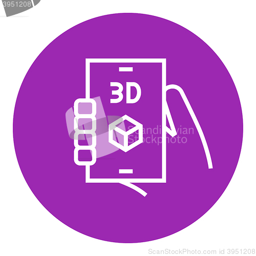 Image of Smartphone with three D box line icon.