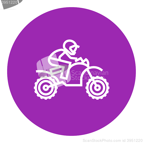 Image of Man riding motocross bike line icon.