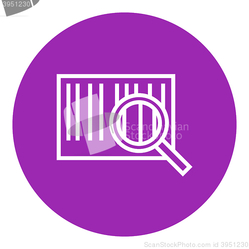 Image of Magnifying glass and barcode line icon.