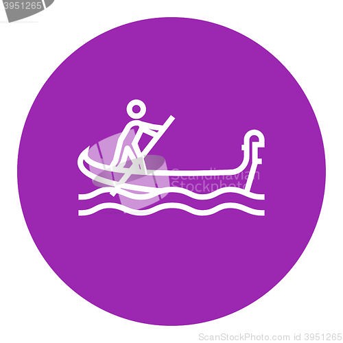 Image of Sailor rowing boat line icon.