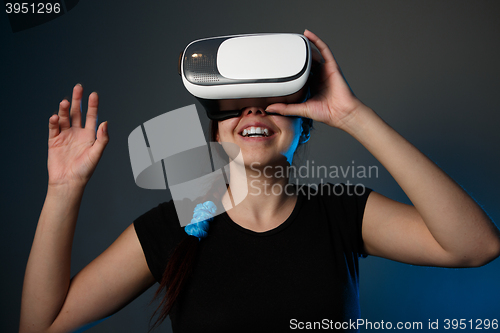 Image of Woman using the virtual reality headset