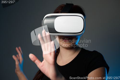 Image of Woman using the virtual reality headset