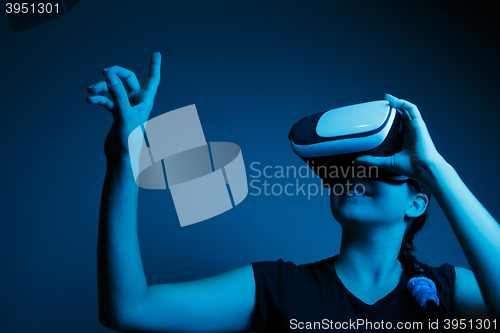 Image of Woman with glasses of virtual reality