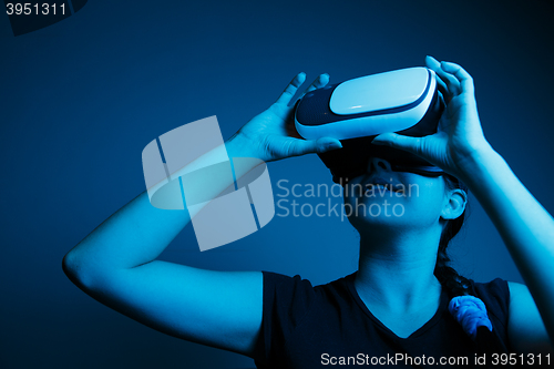 Image of Woman with glasses of virtual reality