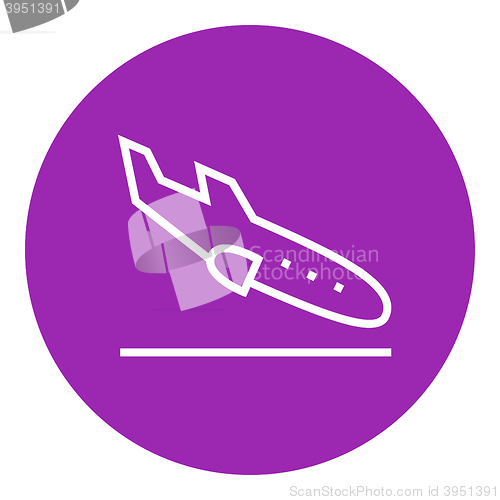 Image of Landing aircraft line icon.