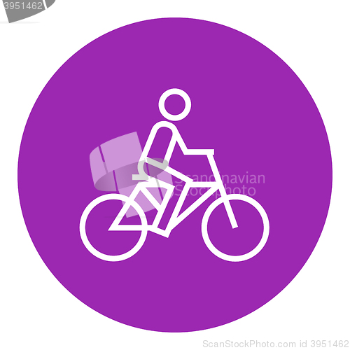 Image of Man riding bike line icon.