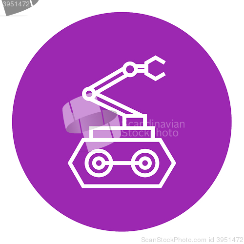 Image of Industrial mechanical robot arm line icon.