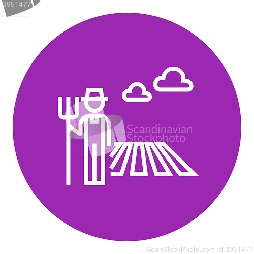 Image of Farmer with pitchfork line icon.