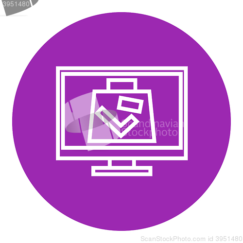 Image of Suitcase at x-ray airport scanner line icon.