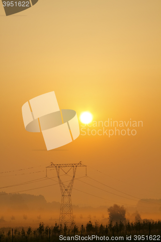 Image of Landscape with electricity transmission pylon