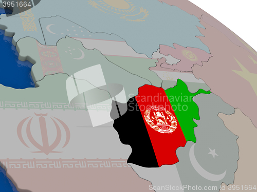 Image of Afghanistan with flag