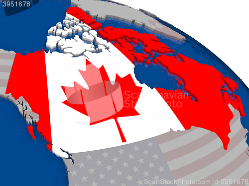 Image of Canada with flag