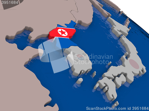 Image of North Korea with flag