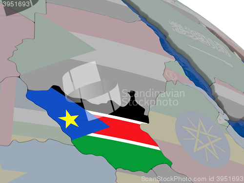 Image of South Sudan with flag