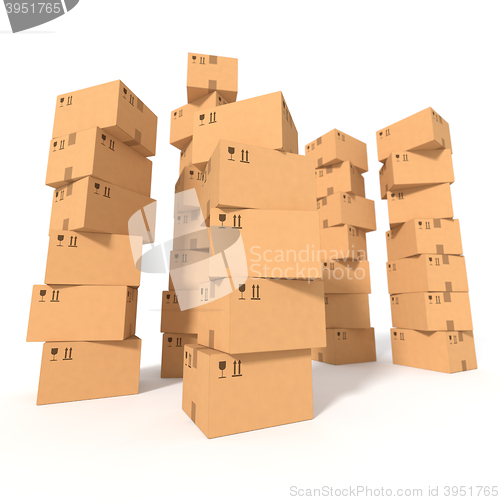 Image of Stacks of cardboard boxes