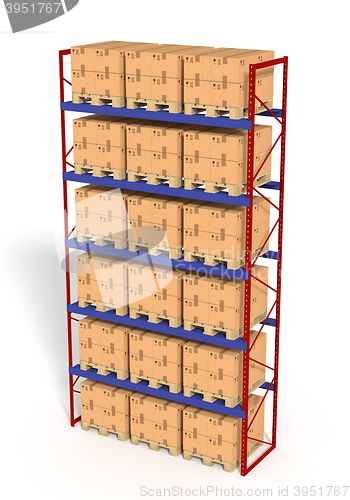 Image of Rrack filled with boxes.