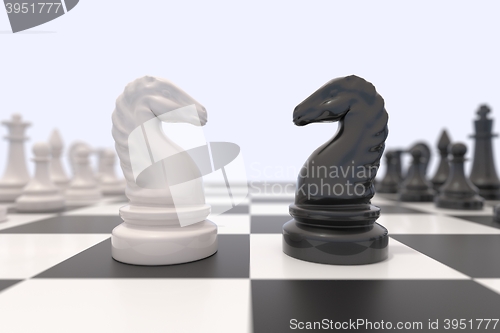 Image of Two chess pieces on a chessboard