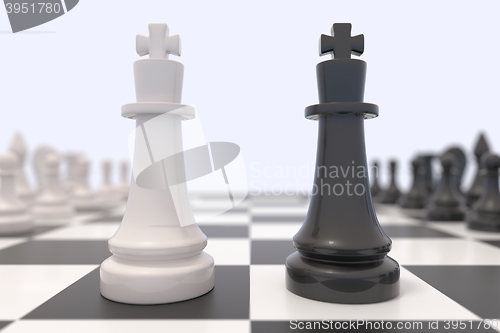 Image of Two chess pieces on a chessboard
