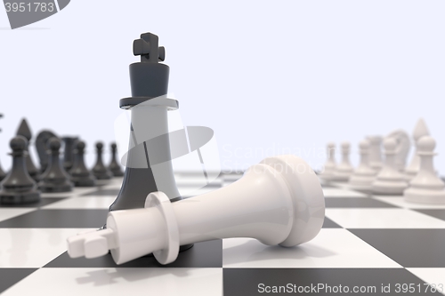 Image of Two chess pieces on a chessboard