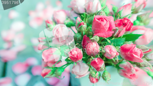 Image of Bouquet of fresh roses in a vase