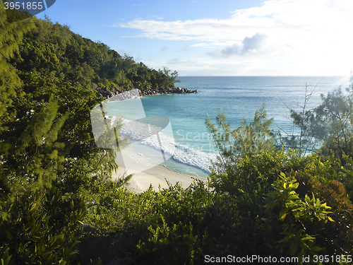 Image of Beautiful view to the beach of Anse Georgette, Seychelles   