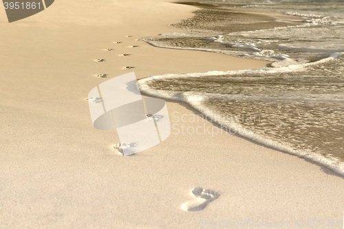 Image of Footprints at the beach, Seychelles