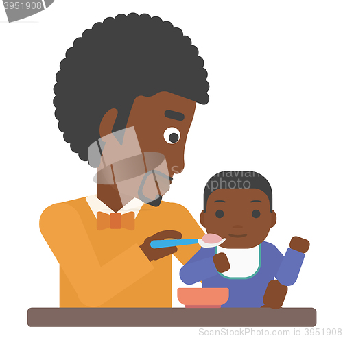 Image of Man feeding baby.