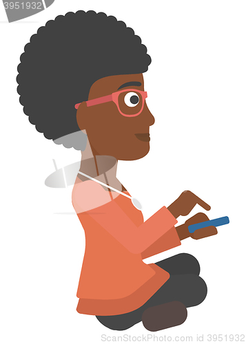 Image of Woman using mobile phone.