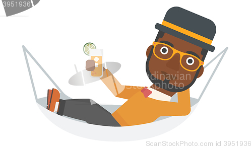 Image of Man lying in a hammock.