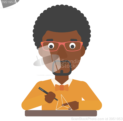 Image of Man using three D pen.