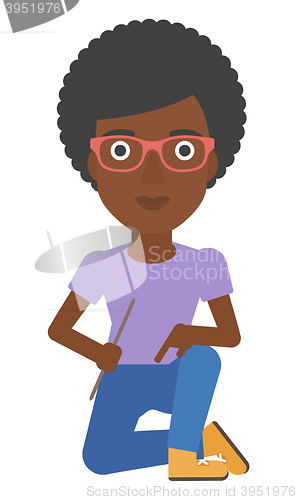 Image of Smiling woman sitting.