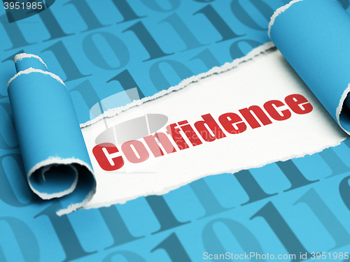 Image of Finance concept: red text Confidence under the piece of  torn paper