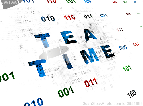 Image of Time concept: Tea Time on Digital background