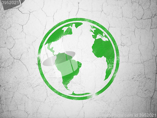 Image of Science concept: Globe on wall background