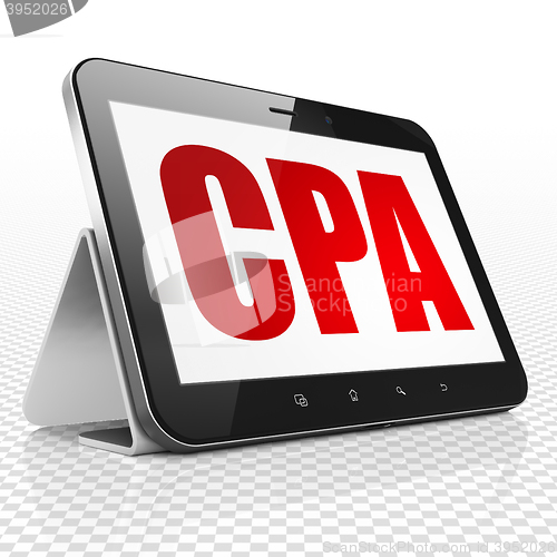Image of Finance concept: Tablet Computer with CPA on display