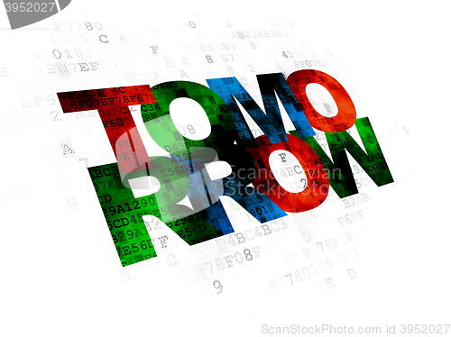 Image of Time concept: Tomorrow on Digital background