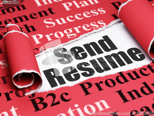 Image of Finance concept: black text Send Resume under the piece of  torn paper